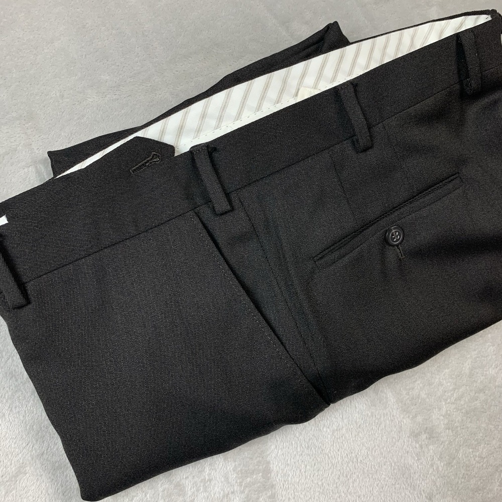Samuelsohn Dress Pants 40 Reg* Black Super 130s Wool Flat Front Cuffed